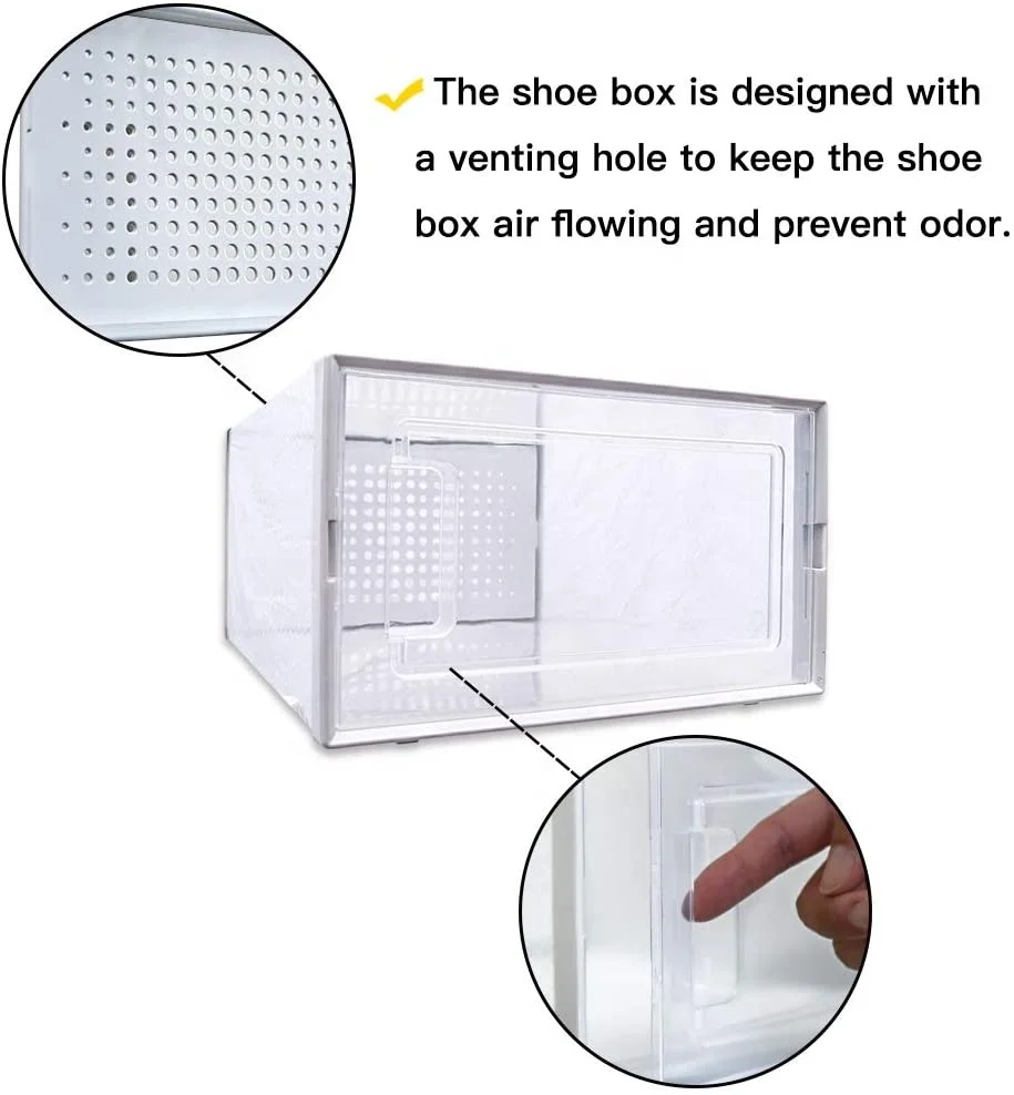 12PCS New Products Wholesale Home Decor Shoe Racks Clear Storage Shoe Box Custom