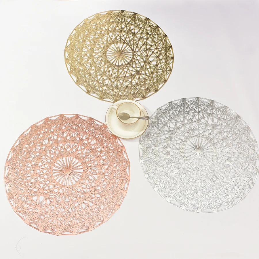New Products Chian Made Gold and Silver Metallic Pvc Placemats