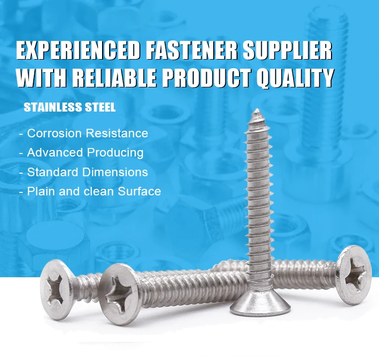 
Stainless steel screw fastener cross flat head self tapping screws 