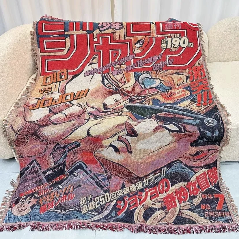 Factory custom cartoon anime tapestry jacquard cotton polyester tapestry knitted woven blanket thread throw