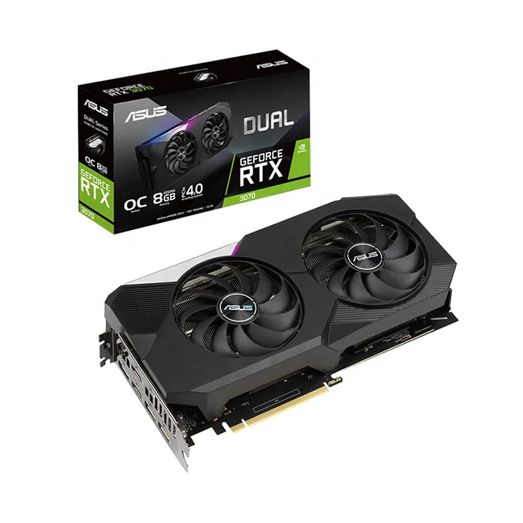 
 Новые имеющиеся в наличии ASUS DUAL-RTX 3070-O8G игровая видеокарта с оперативной памятью 8 Гб GDDR6 256 бит ASUS Dual RTX 3070 видеокарта с 2 Вентилятор охлаждения  