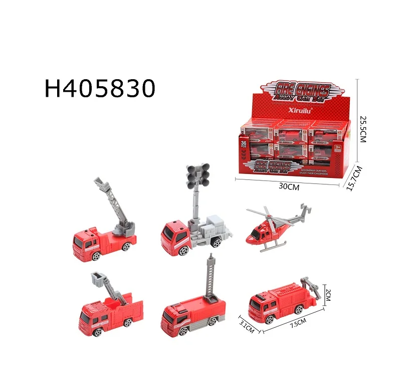 High quality Slide Alloy Car Toy Set 1/64 Diecast Car Fire Truck Military Police car Engineering vehicle