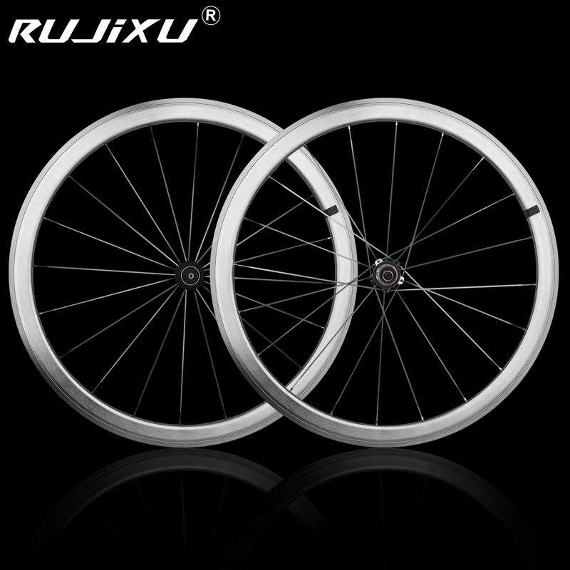 700C RUJIXU Ретро Серебряные прямые спицы 30/ 40/50 мм обода дорожный велосипед v Тормозные колеса