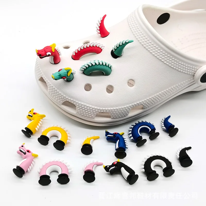 New creative 3D dragon design croc shoe charm soft PVC cartoon garden shoes decoration
