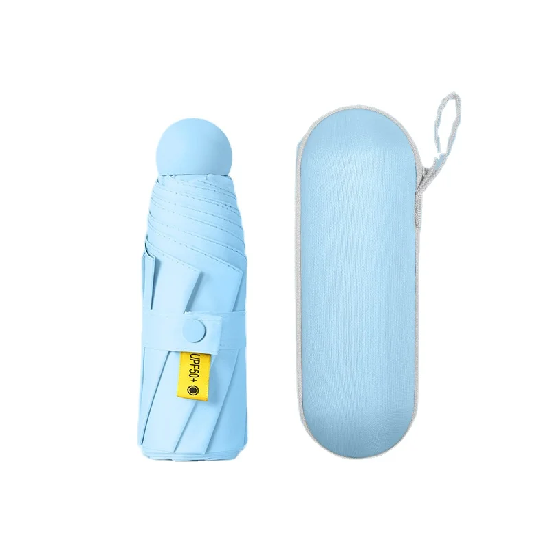 Hot sale cheap 19 inch 8 K high quality sun mini folding long capsule vinyl coated anti-uv umbrella wholesale