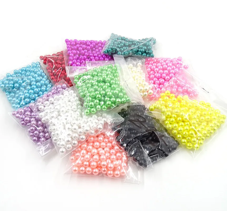 Sew-on 58 Colors 3mm 4mm 5mm 6mm ABS Pearl Plastic Perforated Round Pearl For Garment Decoration
