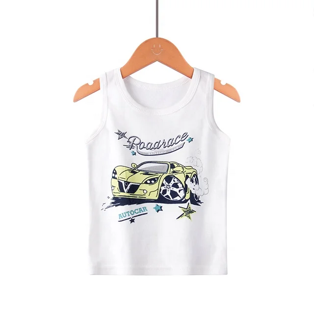 Cheap Outerwear Baby summer vest High Quality Cotton boys vest Simple  Printing  Cartoon O-Neck  beach  vacation Sleeveless top