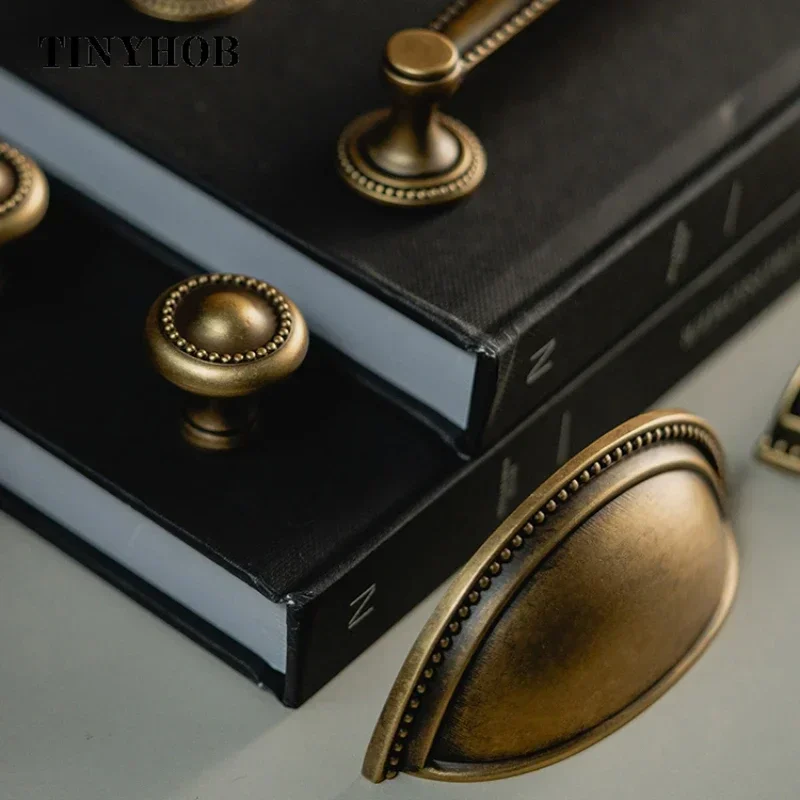 Vintage Bronze Solid Brass Cabinet Knobs Shell Handle And Knob Cupboard Handles Drawer Pull For Furniture Hardware C-5942