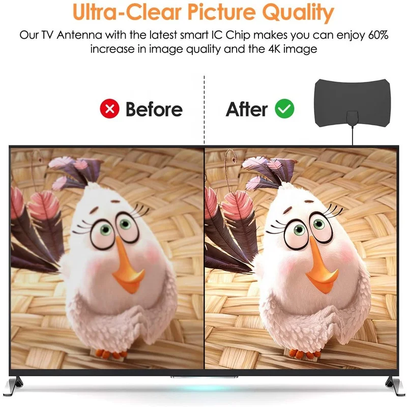Цифровая комнатная ТВ антенна HDTV с 4K HD / VHF UHF FM Усилитель сигнала для DVB-T 2