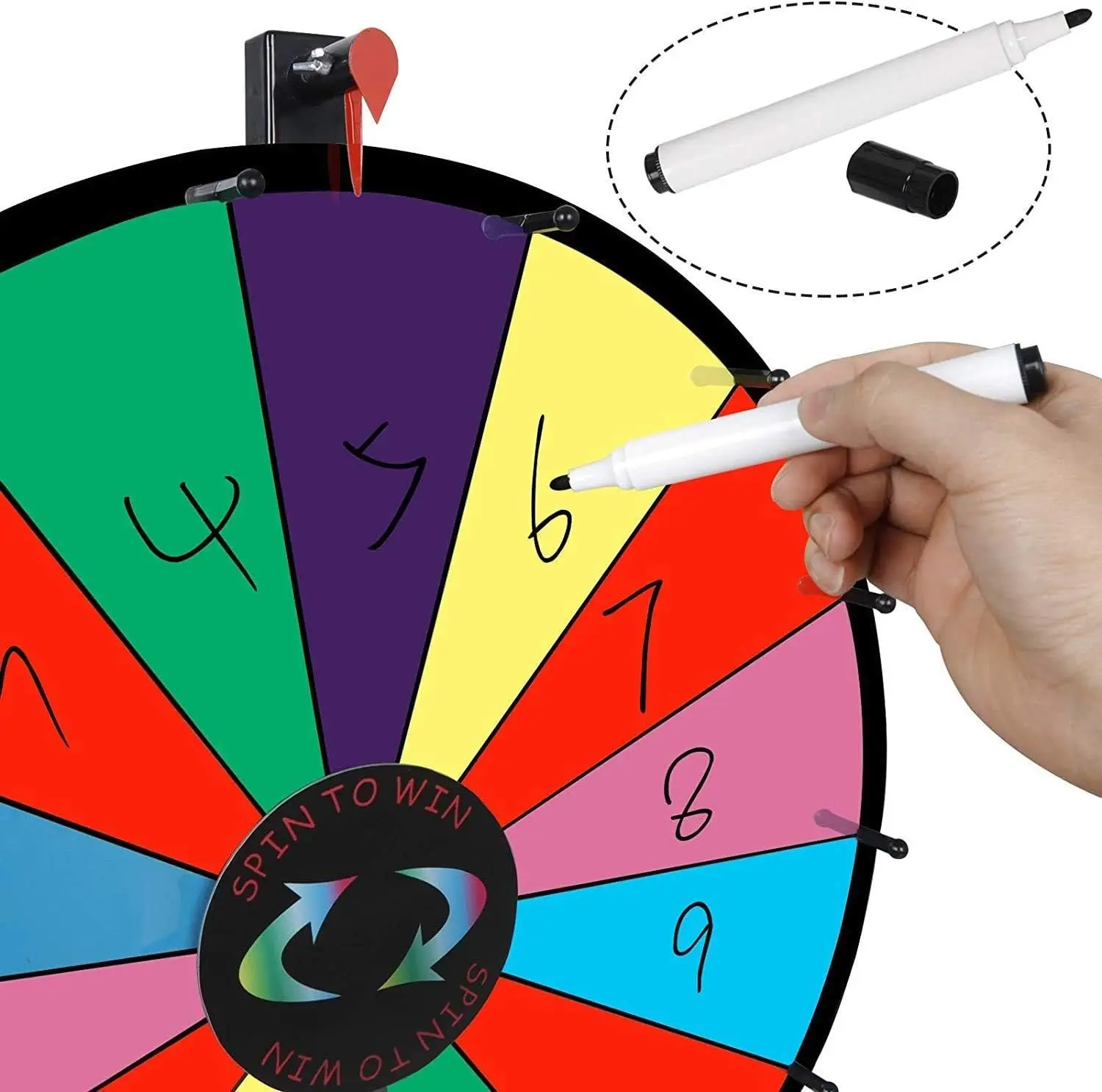 Spinning Prize Wheel Tabletop Color 14 Slots Spinning Wheel  Editable Carnival Fortune Spin to Win Casino Trade Show