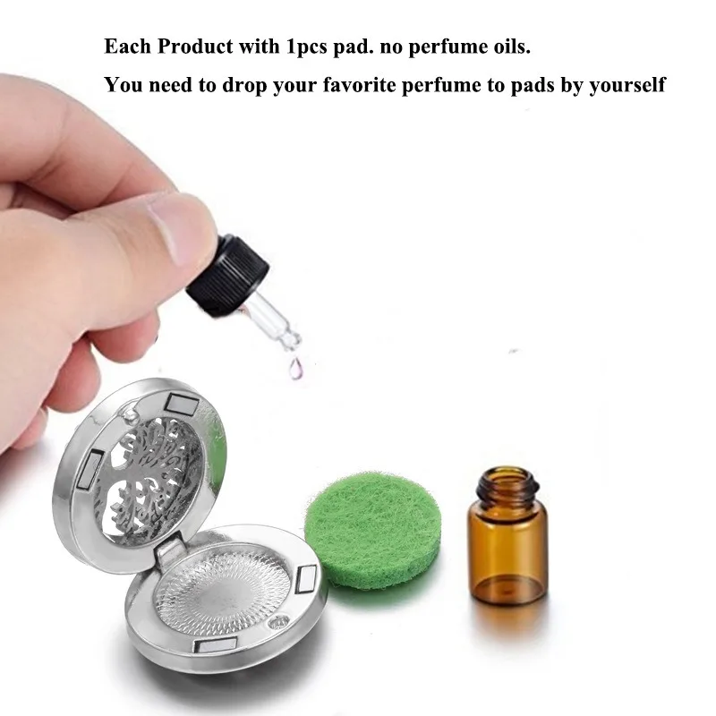 Perfume Diffuser Pendant Necklace Tree of Life Essential Oil Necklace Diffuser Oil Pendant Locket Aromatherapy Pendant Necklace