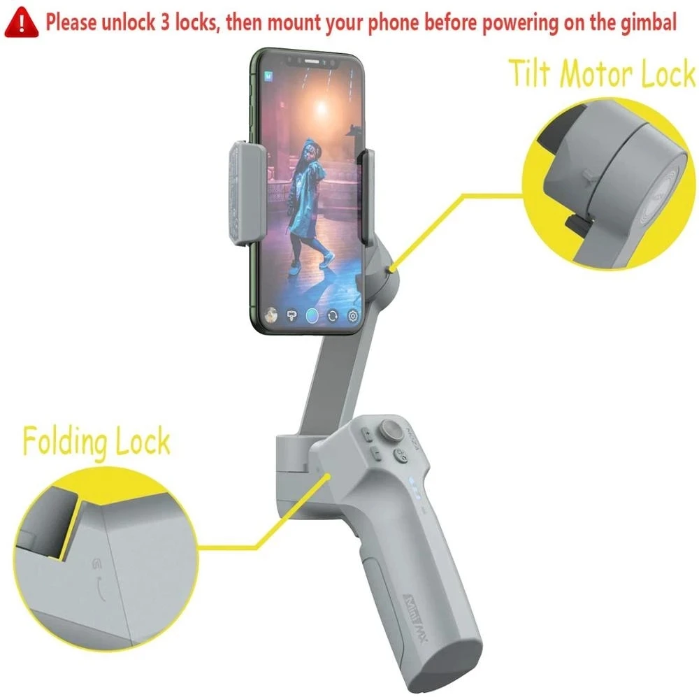 Moza Mini MX anti-shake selfie stick portable vlog 3 axis handheld mobile phone gimbal stabilizer for smart phone