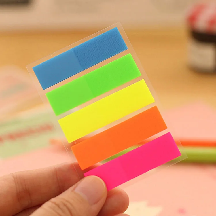 PET Material Self-Adhesive Page Markers Neon Colored Index Tabs Self-Stick mini notas adhesivas Sticky Note