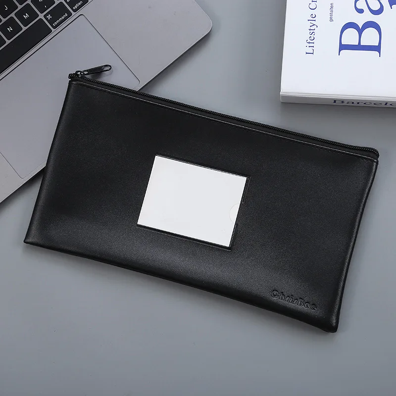 clear Organizer Office file folder zip lock Pouch paper color package leather pocket document bags