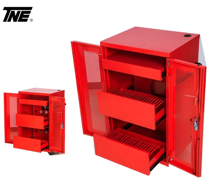 SPCC Tablet Mobile IPad 40 Port Electric Safe Learning tablet Charging box Ipad charging cart red charging Trolley