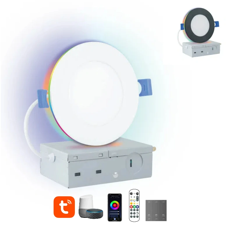Rgb recessed lights with night light,4inch 6inch options,120V ETL,2700-6500K+RGB