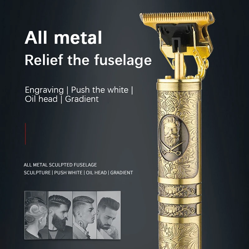 Retro Zero Gapped Salon Rechargeable Cordless Electric Trimmers Set Hair Clippers