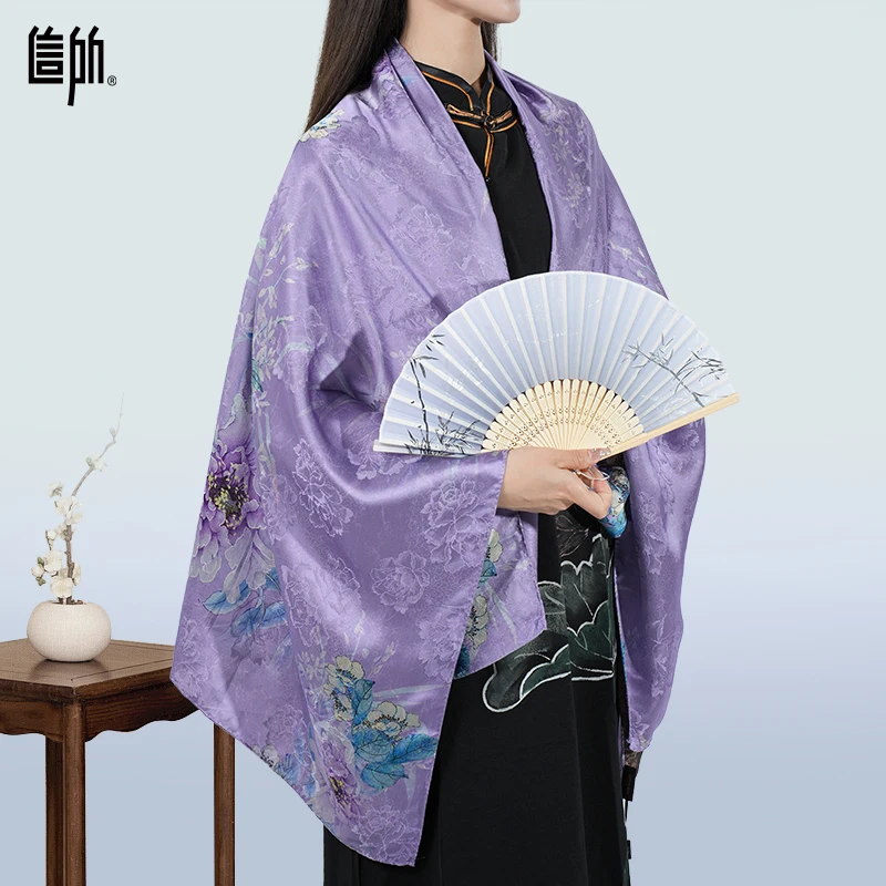 Custom Silk Scarf Vintage Design 100% Viscose Satin Cloud Gauze Hair Wrap Satin Printed Women Neck Scarf