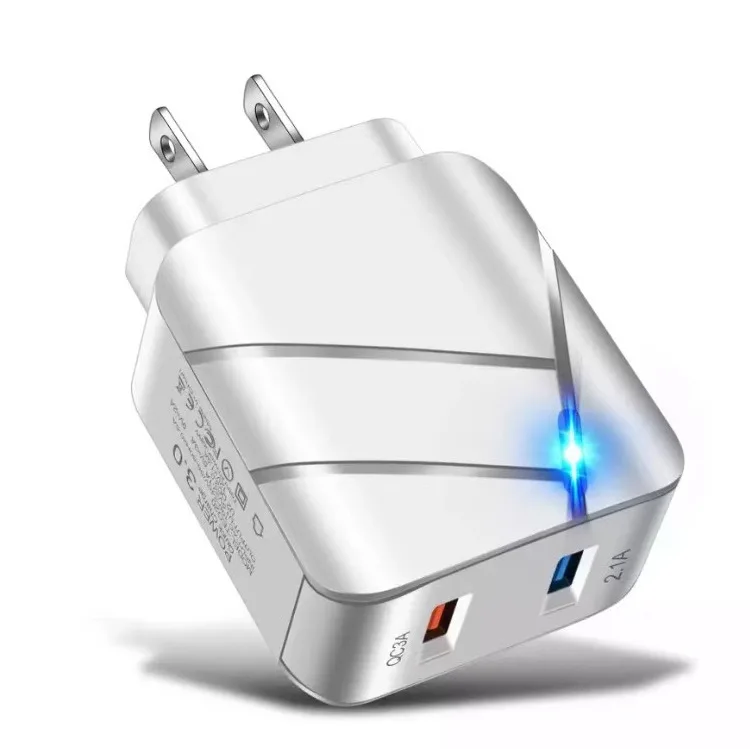 QC3.0 USB зарядное устройство для быстрой зарядки с 2 портами iPhone Samsung Xiaomi Huawei планшетов смартфонов светодиодное освещение поездок