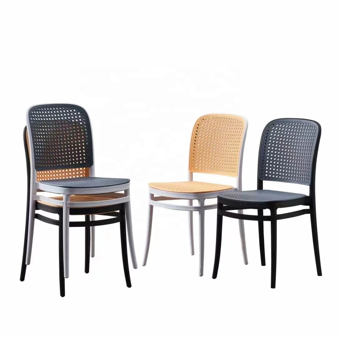 China wholesale Modern Rattan design plastic Chair Solid Dining Chair Sillas De Plasticas Stackable Pp Cafe chair