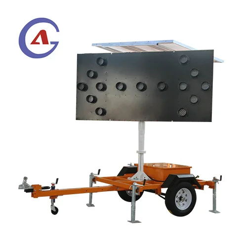 Road Construction Work Freeway Traffic Management Solar Powered Arrow Board Trailer LED Flashing Arrow Sign Trailer