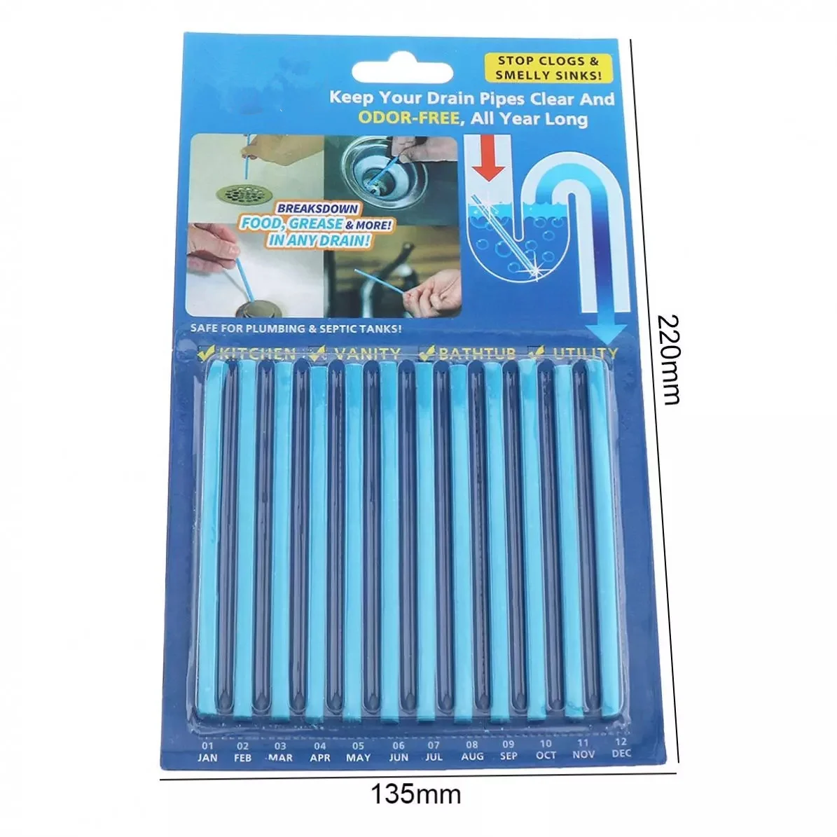 12pcs pipe drain cleaner Drain Cleaner Stick Keep Drains Pipes Clear