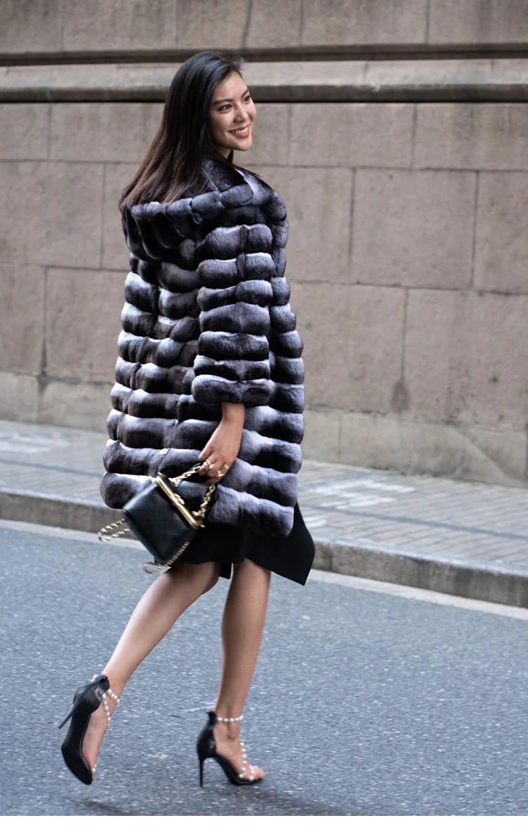 High-Guality Luxury Design Winter Clothes Ladies Real Fur Jacket Overcoat Grey Hooded Women Rex Rabbit Fur Coat Parka Jacket