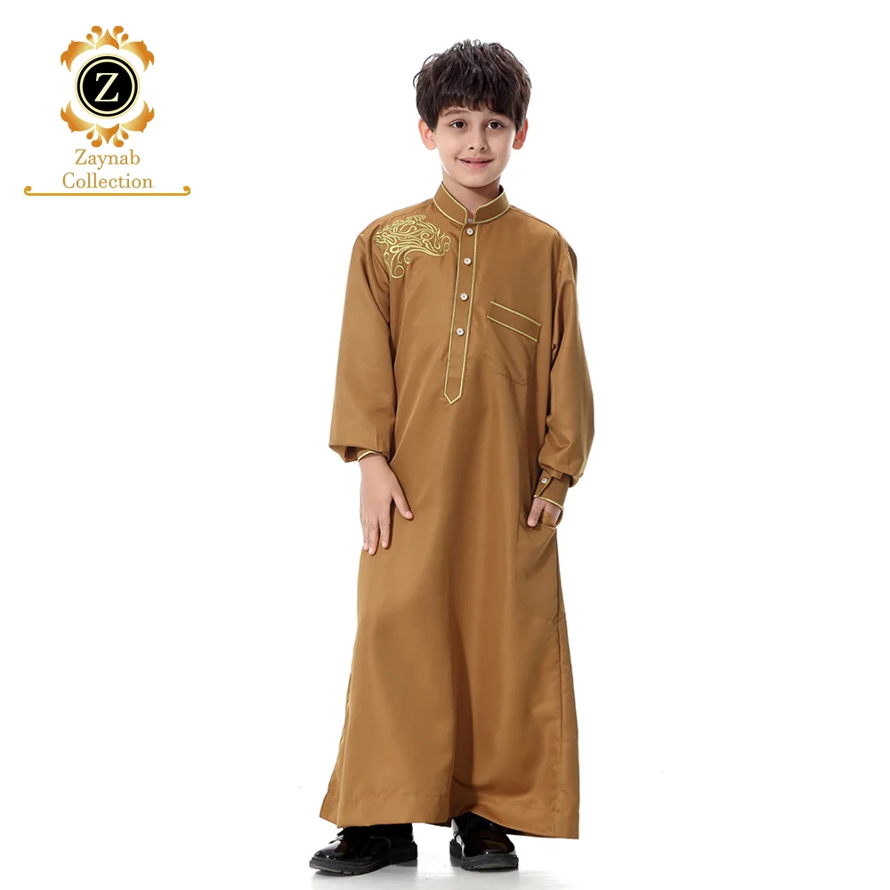 Zaynab Kids Thobe Toyobo Fabric Arab  Muslim Man V Neck Morroco  Muslim Kids Robe Thobe