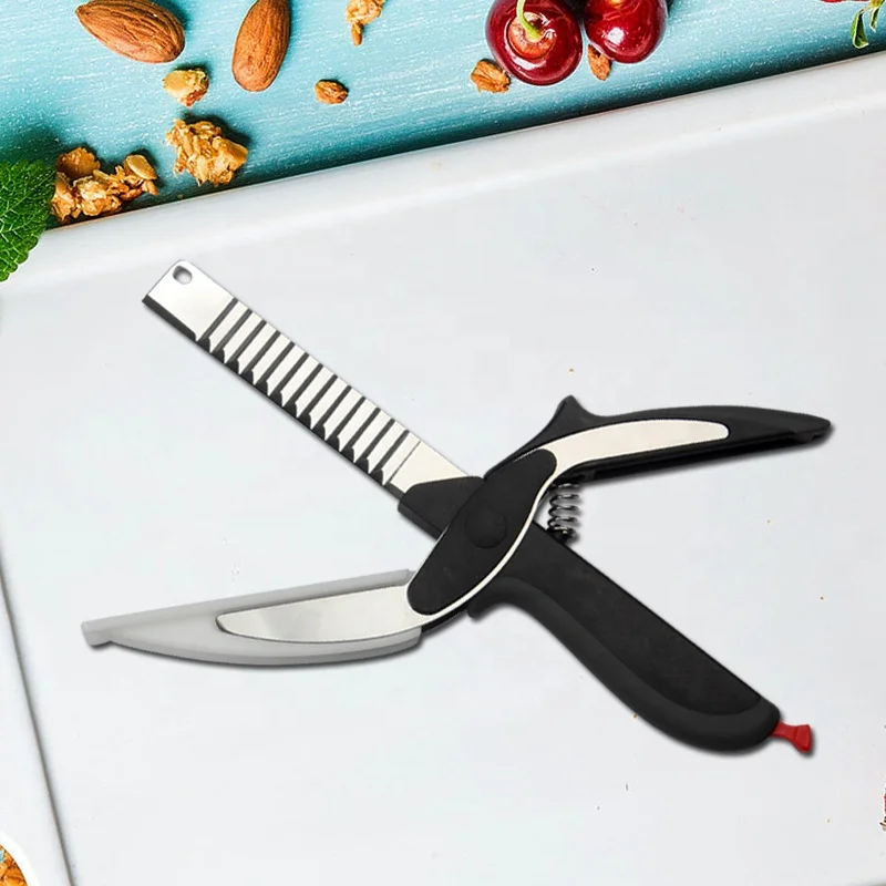 Новый стиль многофункциональный 2 в 1 нож и разделочная доска измельчитель овощерезка волнистые лезвия Умные Ножницы