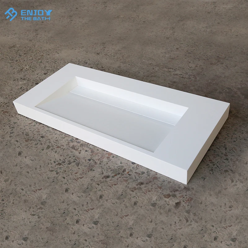 Lavabo Polish Sink Bathroom Trough Sink Commercial Marble Modern Contemporary Elegant Hotel Washing Hands Solid Surface Matt