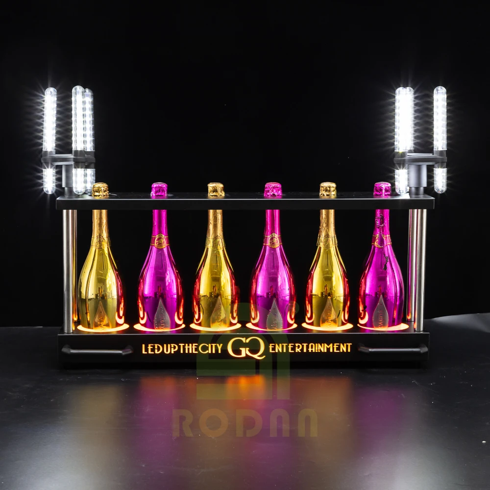 
Beer and champagne Bottle Display Racks presenter bar Six Bottles Metal Champagne Carrier with Sparkler 