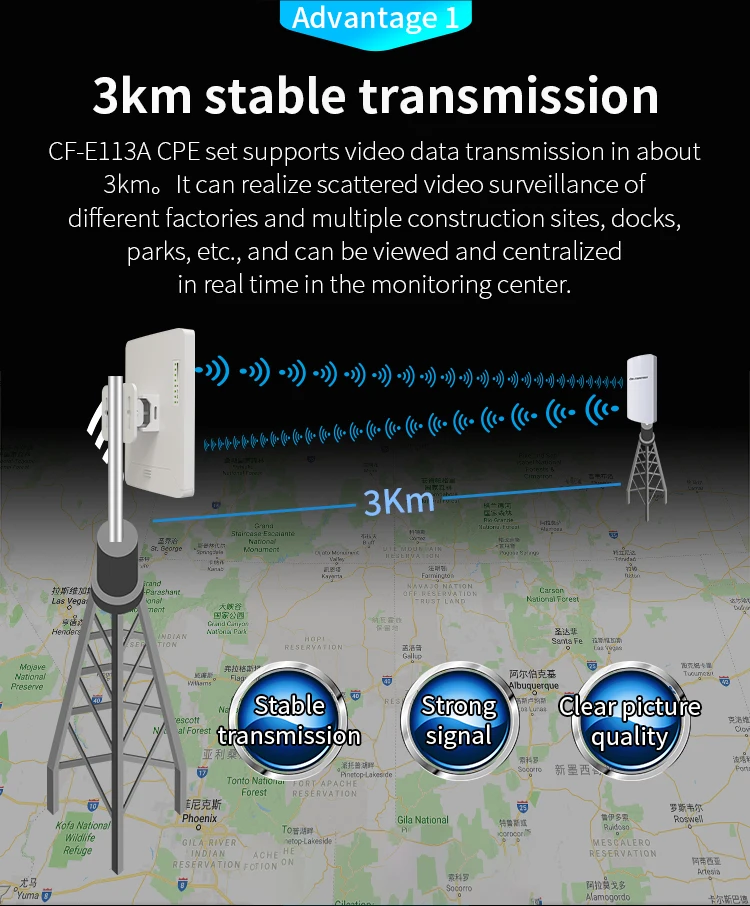 Comfast CF-E113A Wireless Outdoor Antenna 300Mbps PTP Wifi Bridge 5ghz Outdoor CPE