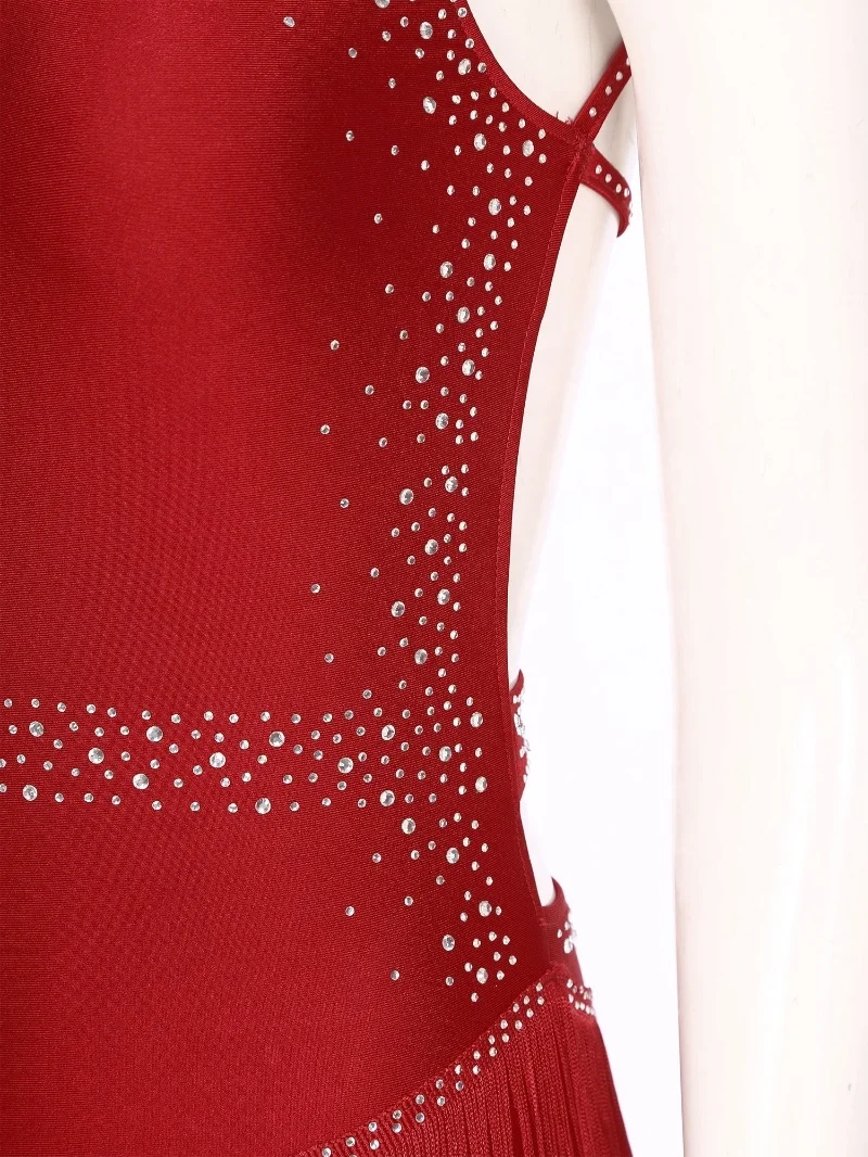 Women Leotard Fringe Bodysuit Ballroom Latin Tango Salsa Dance Costume Latin Samba Dance Dress Short Multi Color Dance Costume