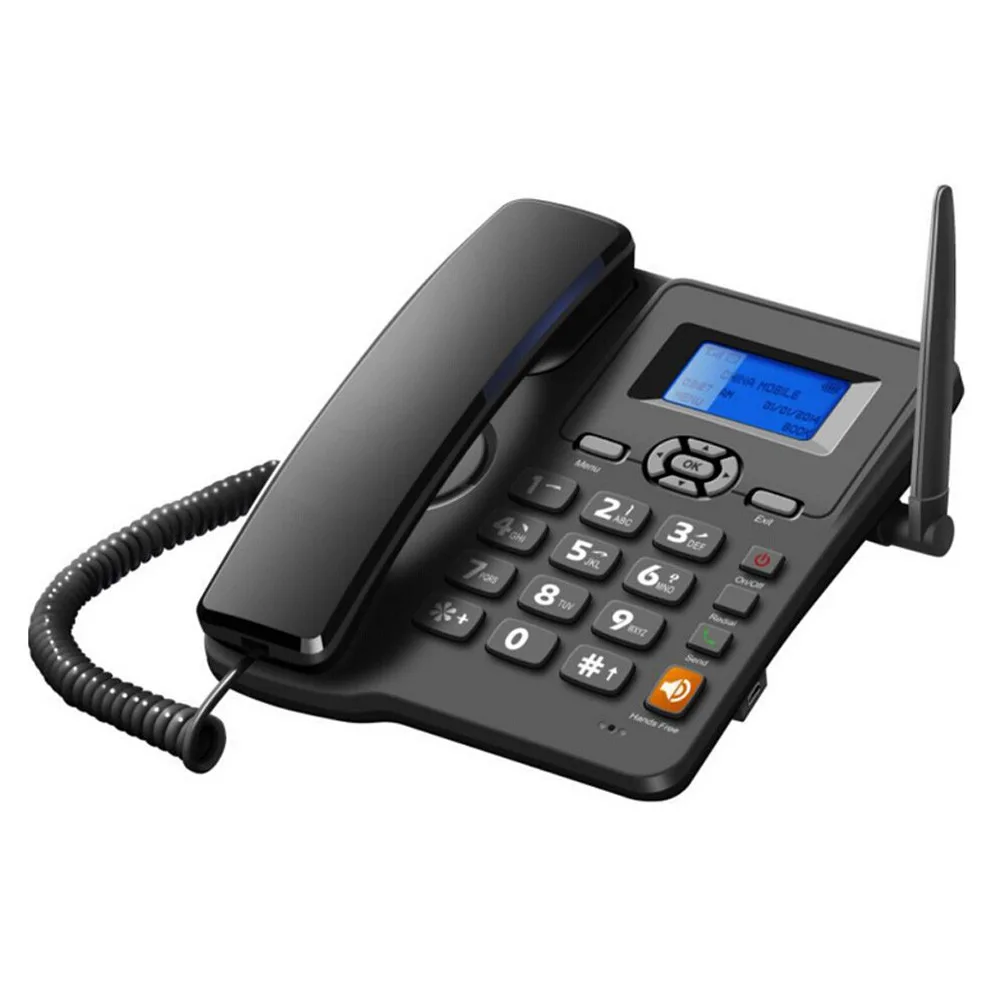 
GSM 2 SIM Card Desktop Wireless Phone Home Office with fm dual card dual standby multi-language FM radio fixed-line phone black 
