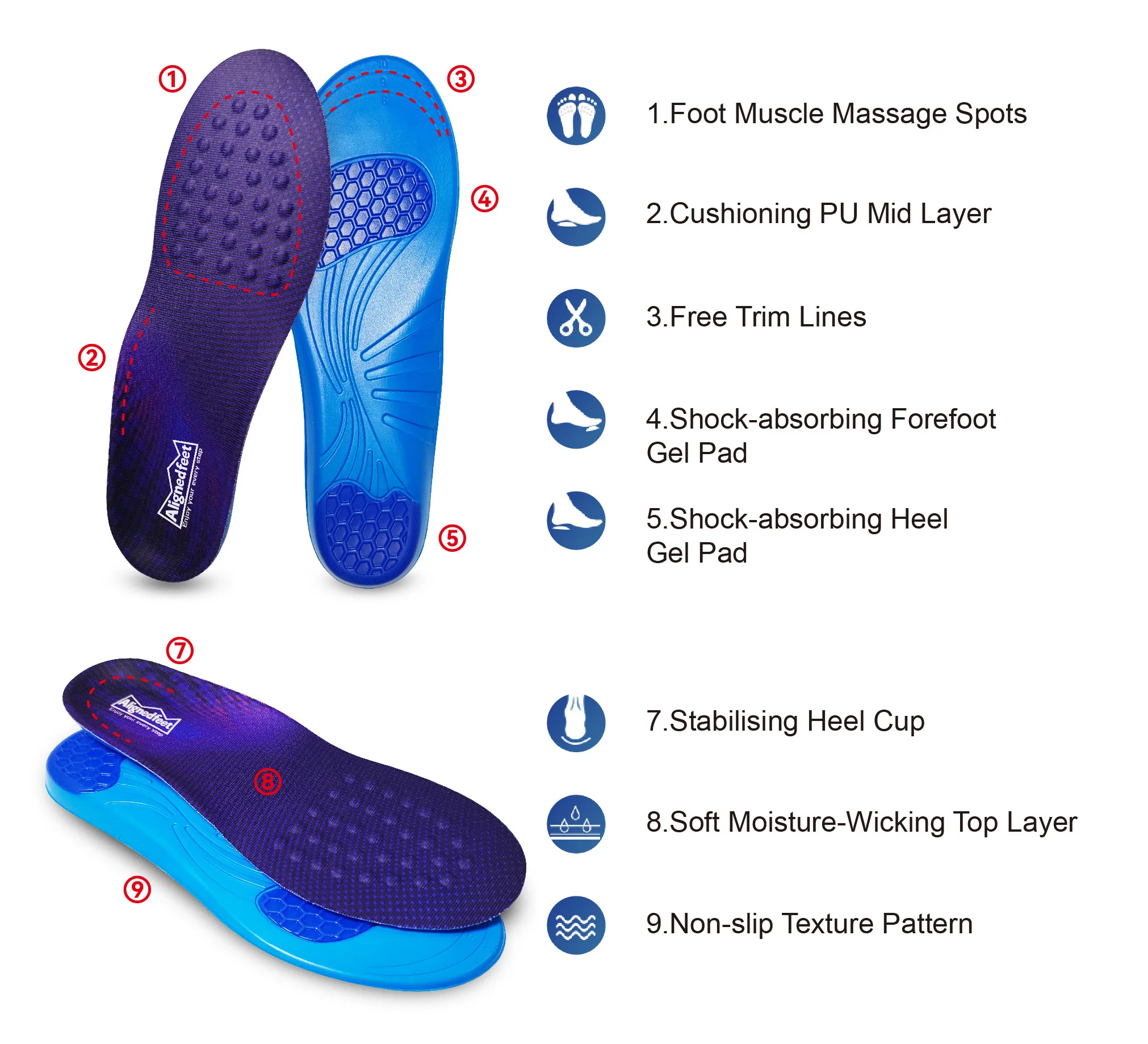 Plantillas Para Calzado Tenis Massage Crivit Sport Insert Pu Gel Impact Basketball Bowlegs Shoe Insole