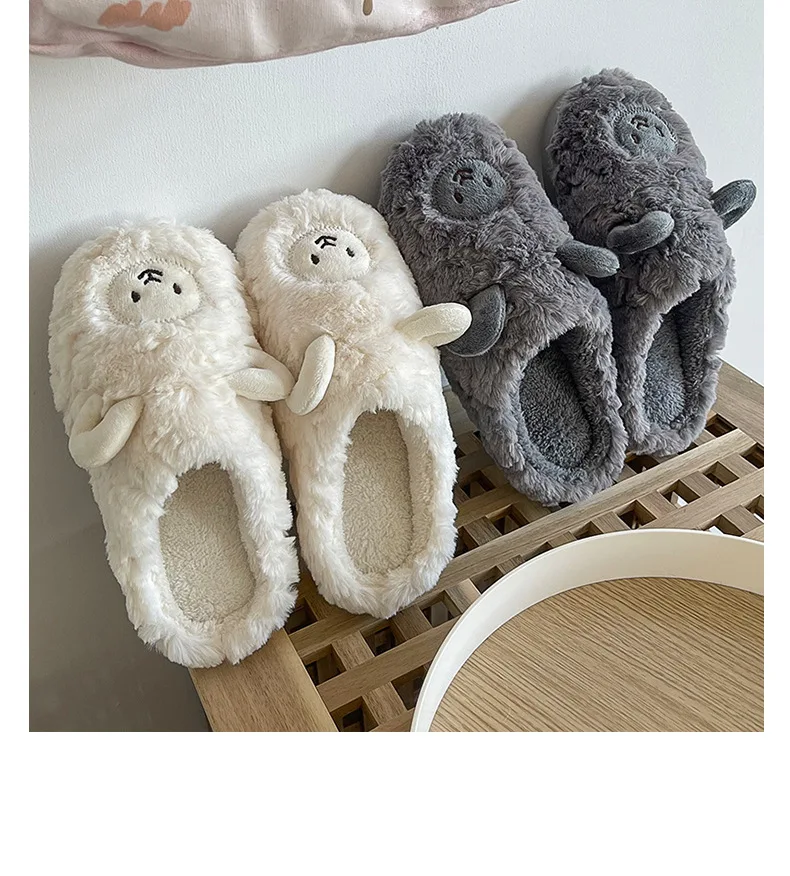 wholesale custom men Slippers Plush Indoor Women Winter  Cotton Shoes House Plush  Plush Slippers Slides