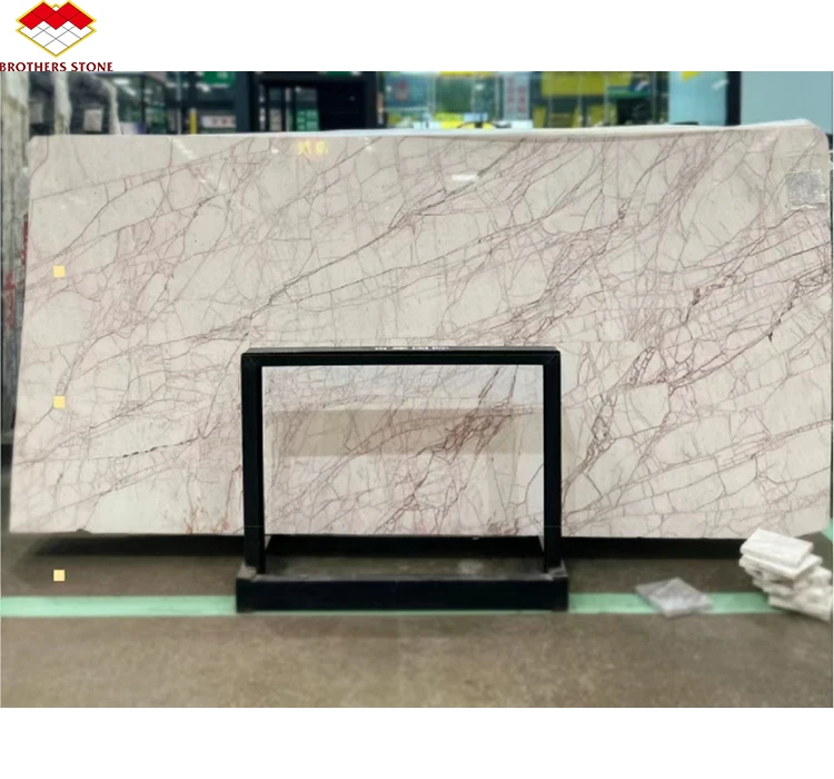 Modern Polished Natural Dolomite Spider Red Veins Marble Stone Red Line White Jade Marbles For High-end Hotels Decoration