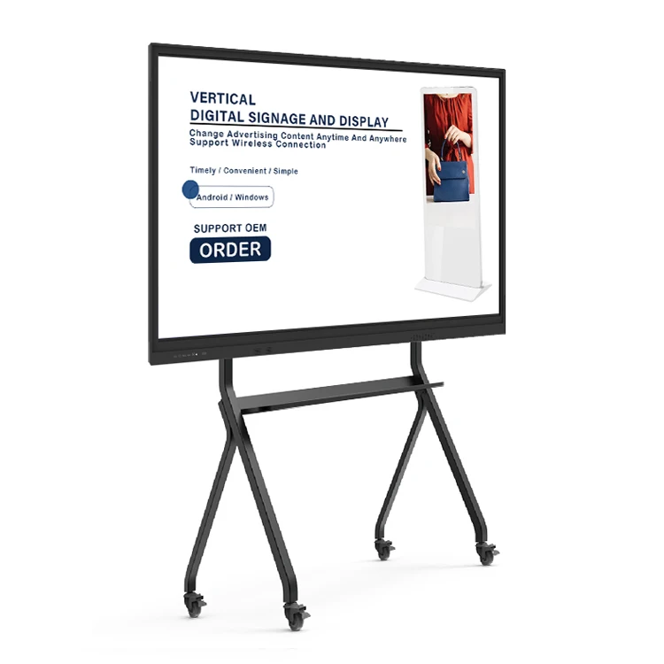 Stand Full HD 4K TV Class Digital Smart Board 75 Inch All-in-one PC Interactive Whiteboard