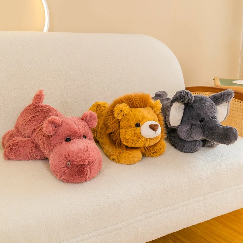 Fast Shipping Stuffed Cotton Velvet Animal Toys Plush High Quality Elephant Lion Dinosaur Wild Animal Soft Plush Toy for Kids