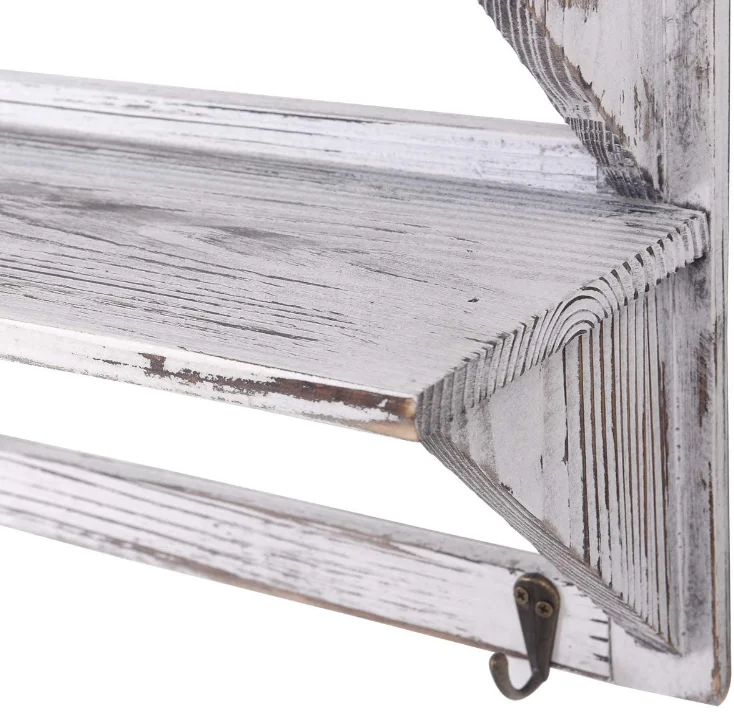 Decorative Hanging Shelf Organizer Rack Rustic Wood Wall Floating Shelves