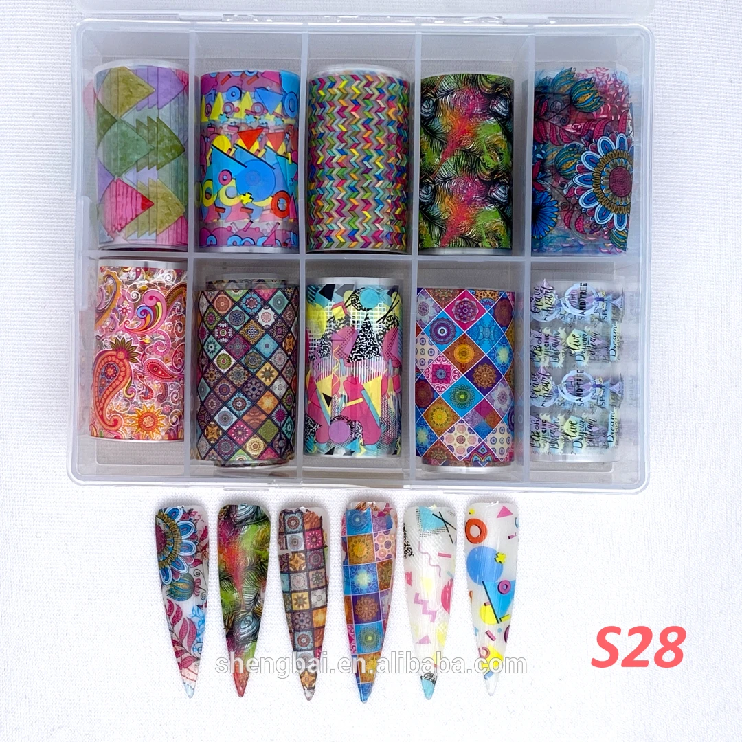 
Hot new colorful glitter DIY nail art transfer paper decal 4x100cm S28 nail foil stickers 