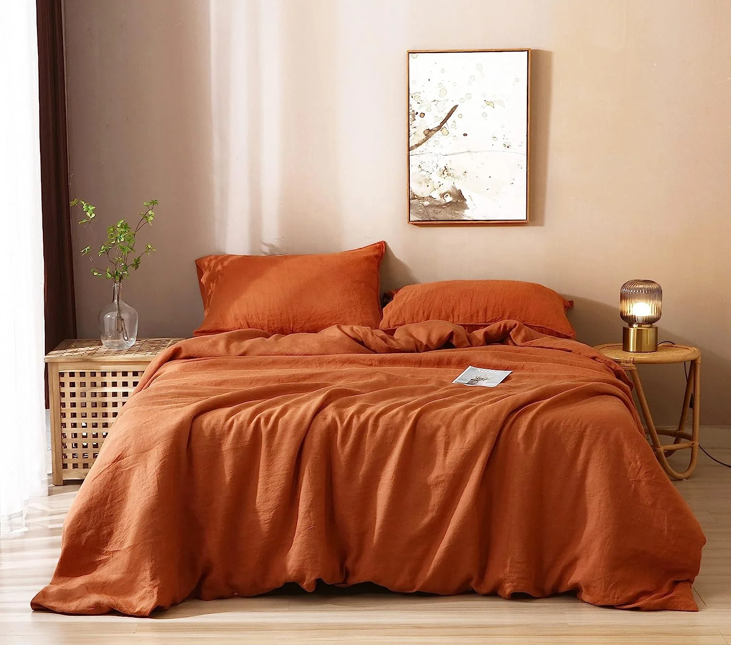 OEKO-TEX Flax linen duvet cover with hemp flat sheet pillowcase 100% French flax linen bedding set