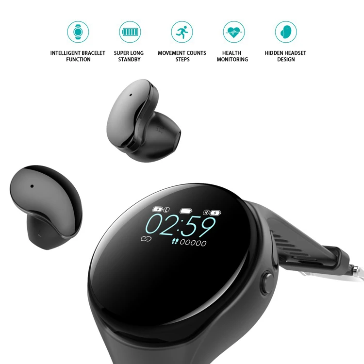 Customize Logo Nfc Voice Control I 12 Double Stereo Tws Smart Watch Earphone Bluetooth Wireless Tws Watch With Earbuds