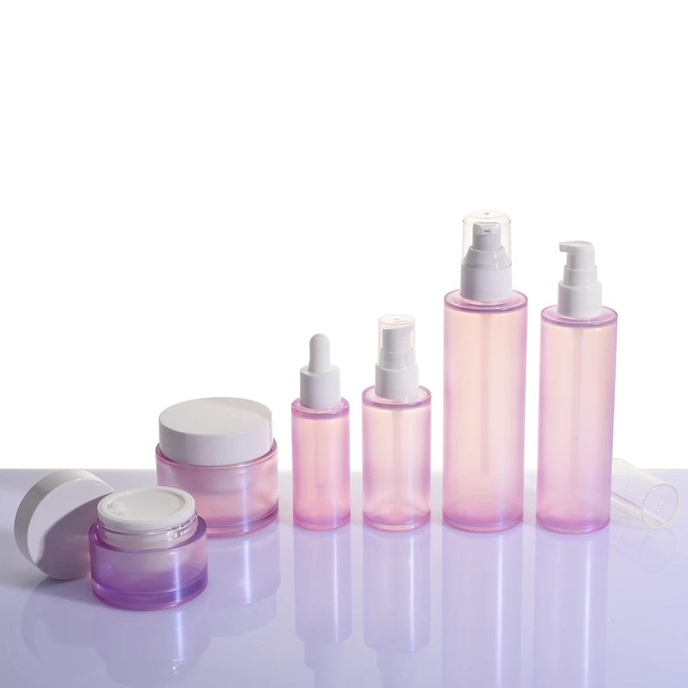 Factory Cosmetics plastic Packaging set cosmetic jar and bottle pp empty lotion bottle with pump bottle for creams