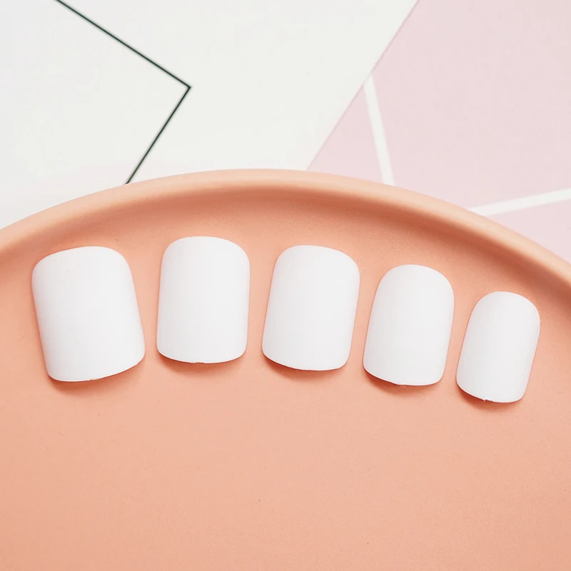 Press On Nail Kit Milk White, Black, Yellow, Red Matte Square Nail Art Tips Medium Size Quality DIY Manicure Tips 24 count