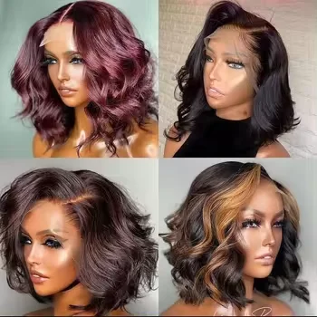 New Fashion Mature Boss Brown Ombre Highlight / Natural Black Loose Wave Human Hair Glueless 5x5 4x4 Lace Closure Wigs for Women