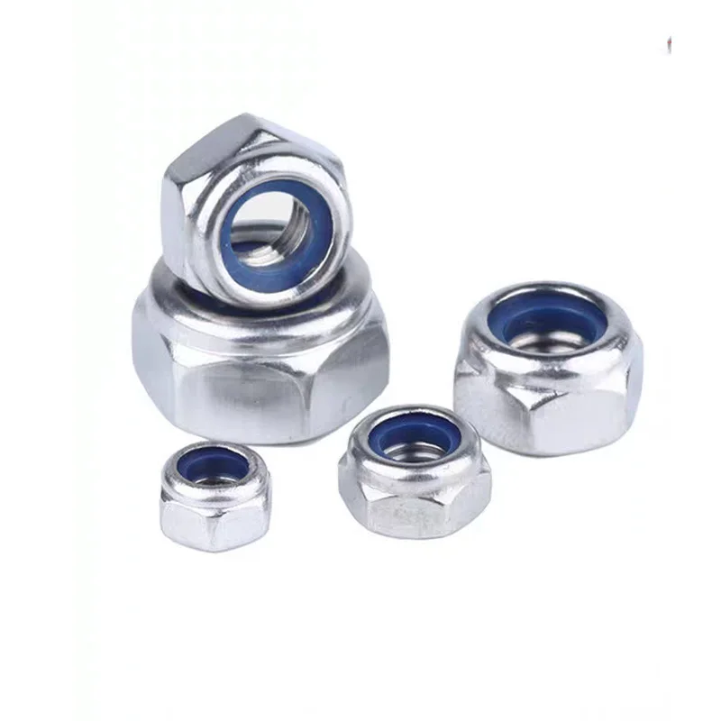 High quality Carbon steel Stainless Steel 304 DIN 985  A2 Hexagon Nylon Insert Lock Nuts