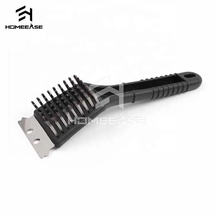 
wholesale stainless steel durable nylon bristles bbq cleaning barbecue mesh grill brush and scraper 