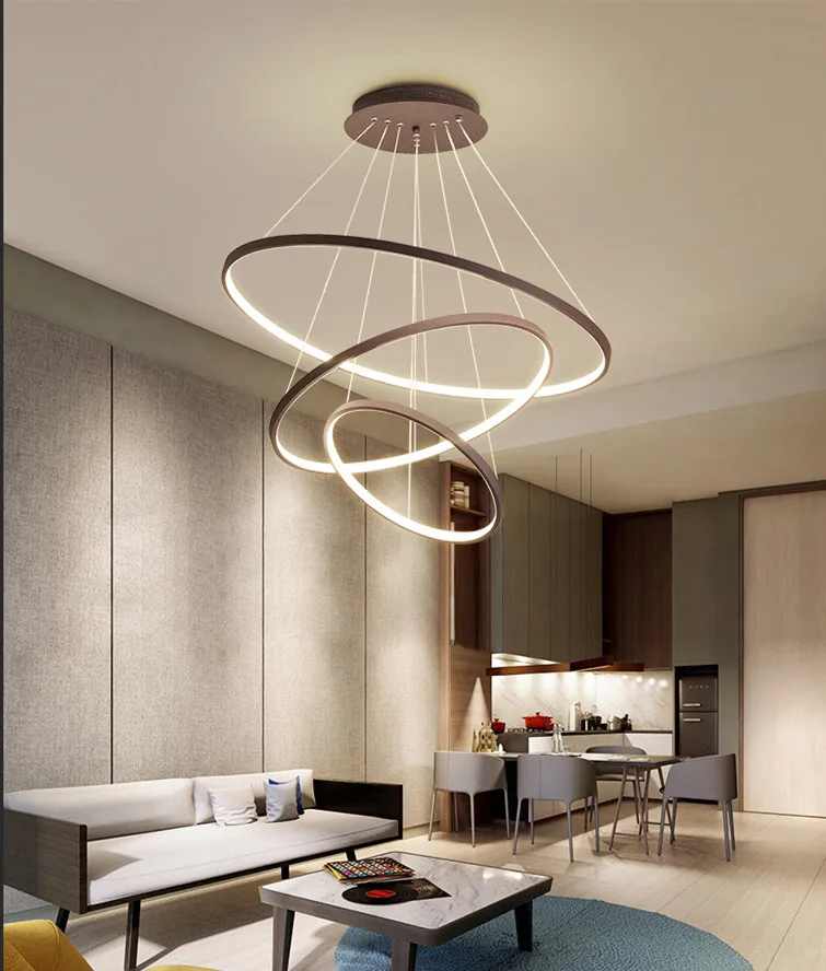Simig lighting modern nordic acrylic parts rings circle led living room ceiling chandelier pendant light