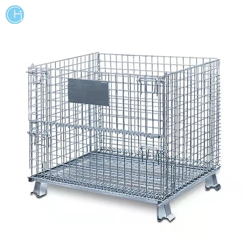 Складной каркас контейнеры ячеистой сети для ящики для хранения вина с проволочной сеткой для бутылки вина